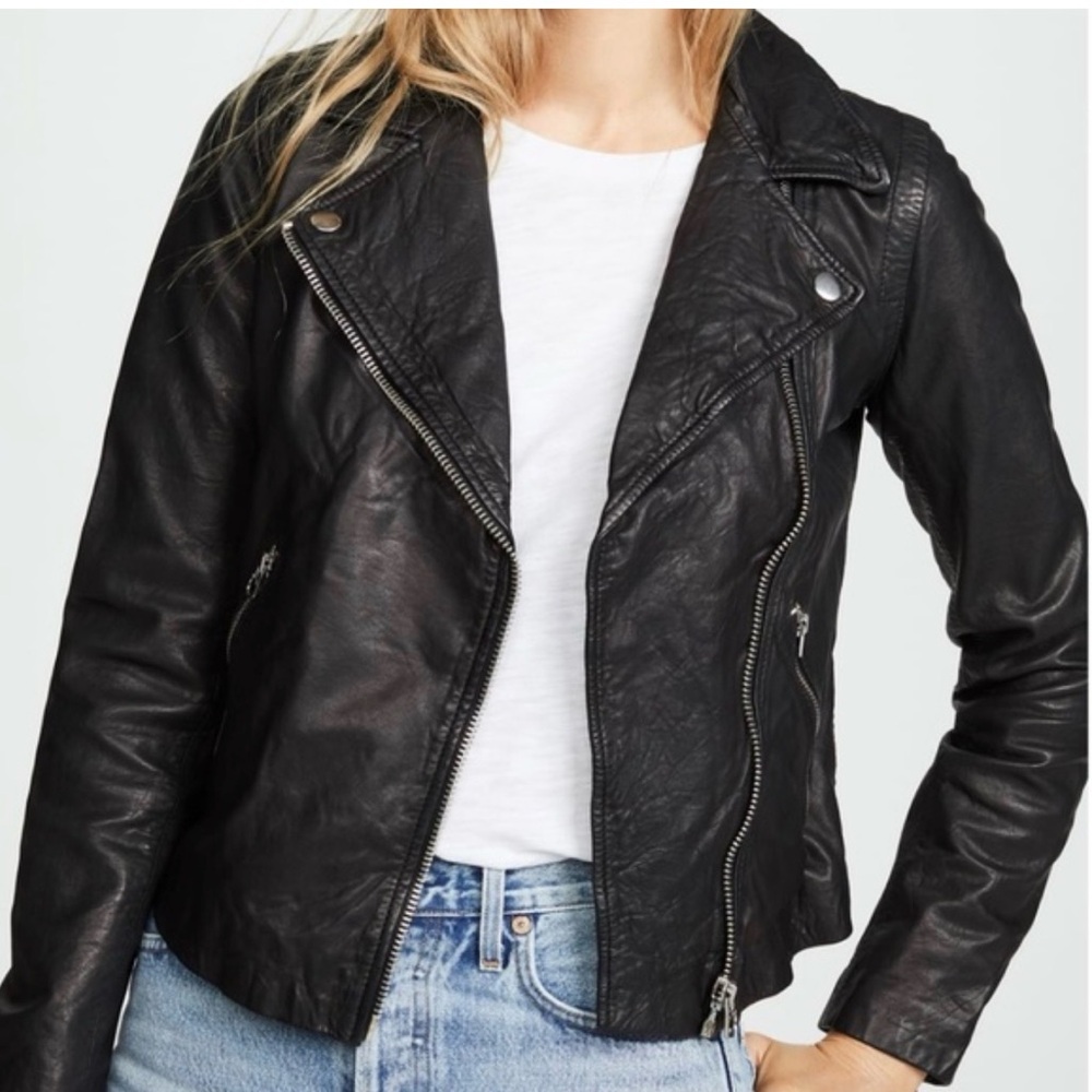 Madewell Washed Leather Moto Jacket Size:XS